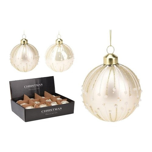 Two 8 cm glass baubles in assorted colors