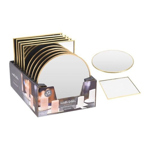 Two 15 cm gold mirror plates for décor