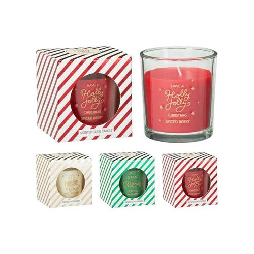 Three 7 cm scented glass candles, assorted fragrances
