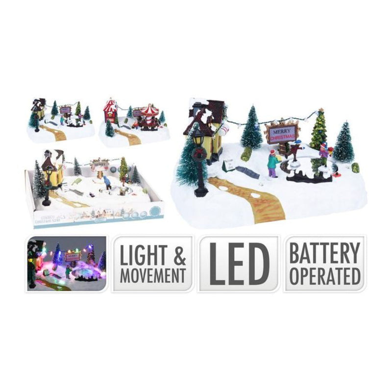Ronis Christmas Scene Led & Movement Battery Operated 28cm