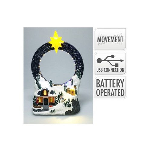 29 cm LED village with battery and USB power