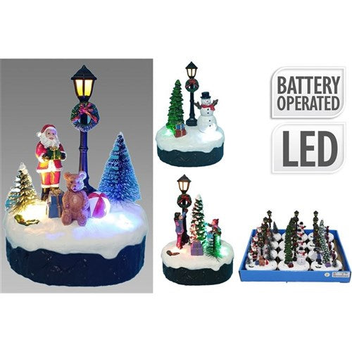 13cm LED Christmas scene three assorted designs