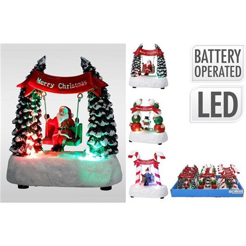 12cm LED Christmas swing scene assorted design
