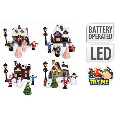 five piece LED Christmas house scene set assorted design