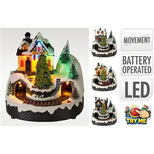 16cm LED Christmas train scene three assorted designs