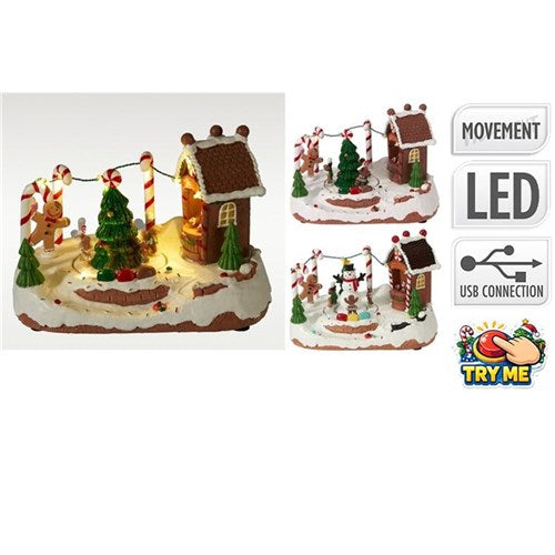 16cm moving LED Christmas scene two assorted designs