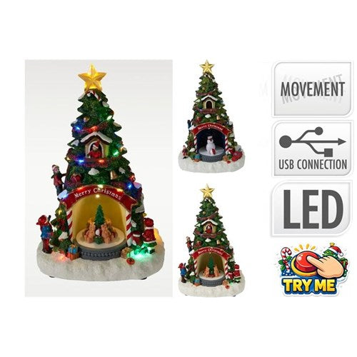32cm USB LED Christmas tree scene assorted design