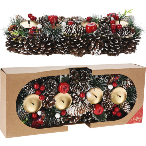 Ronis Wreath 40cm Advent Pinecone Rectangular Frosted Design