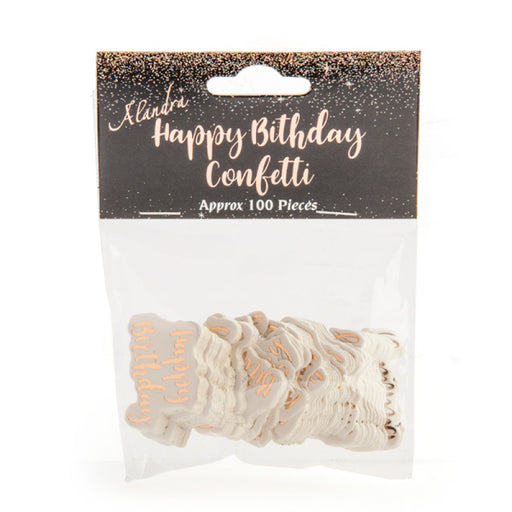 Rose gold happy birthday confetti