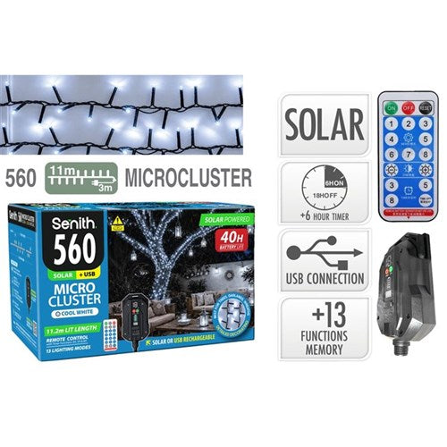 premium solar snake lights 560 LED white 11.2m