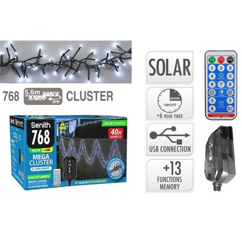 premium solar mega cluster 768 LED white lights 5.6m