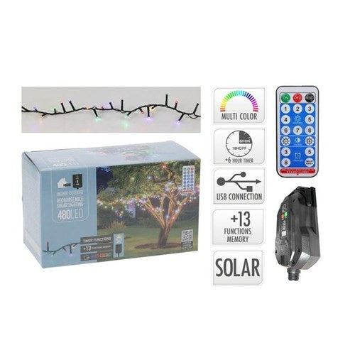 22 m solar string, 480 multicolor LEDs