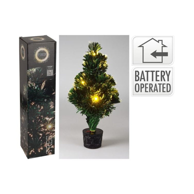 Ronis Christmas Tree 45cm Fibre Optic With White Battery Operated