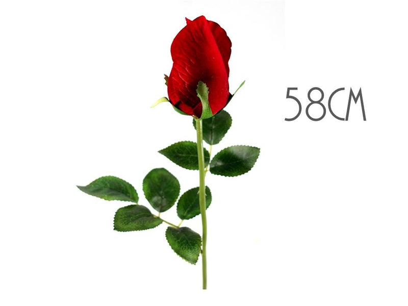 Red artificial single stem rose, 58 cm high