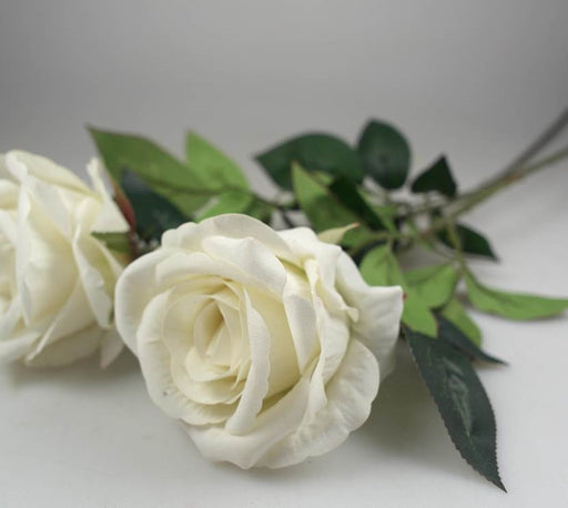 White artificial single stem rose, 62 cm long