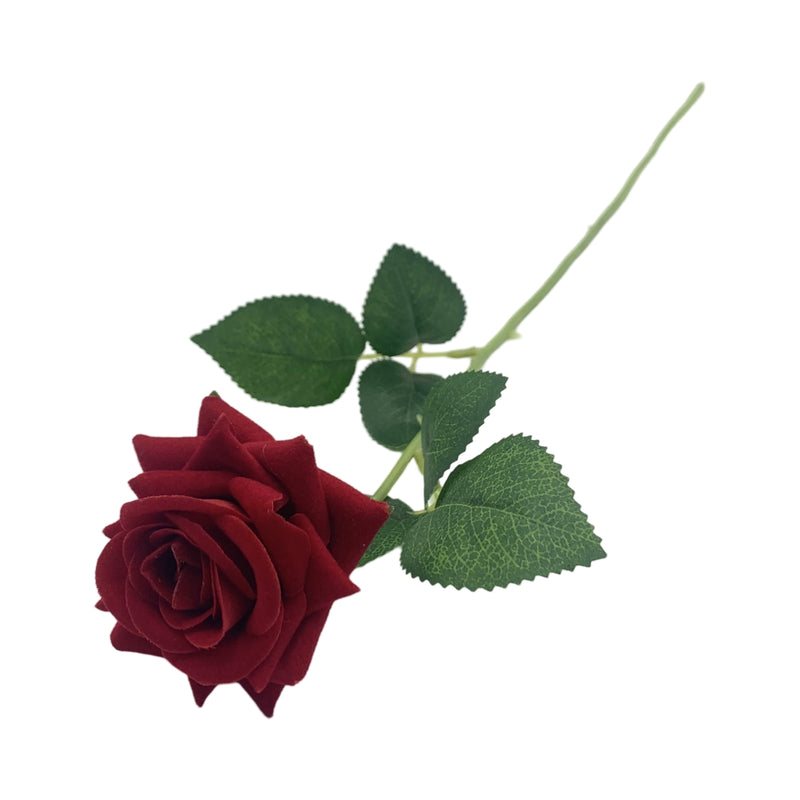 Red artificial mini rose single stem, 49 cm