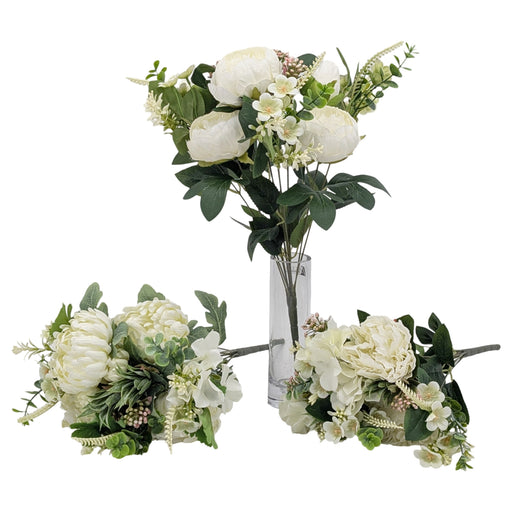 Elegant white artificial floral bunch, 44 cm, assorted designs