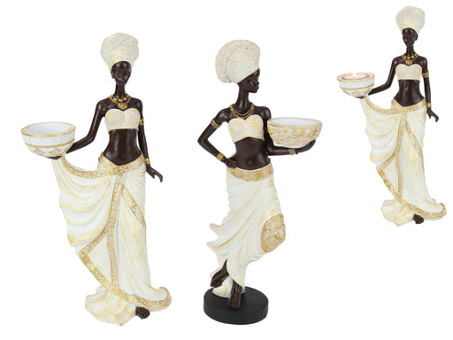 Standing African Lady withTealight 2Assorted 33cm