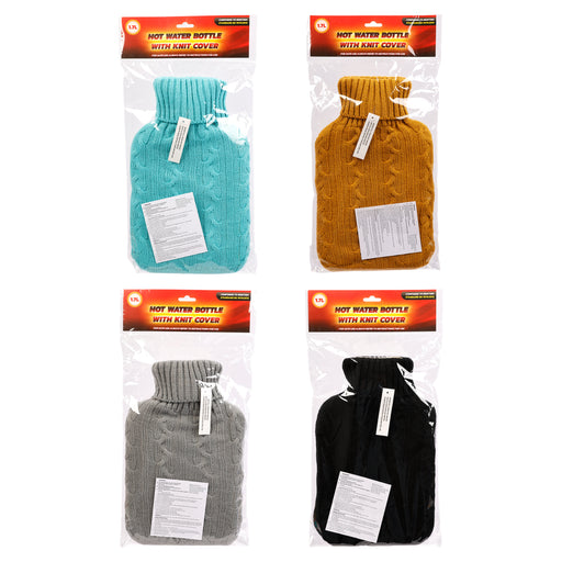 1.7L hot water bottle with cover in assorted colours