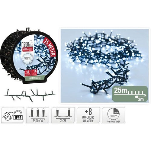 1250 LED white snake light spool 25m with memory timer