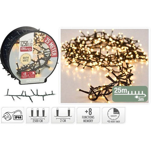 1250 LED white snake light spool 25m with timer