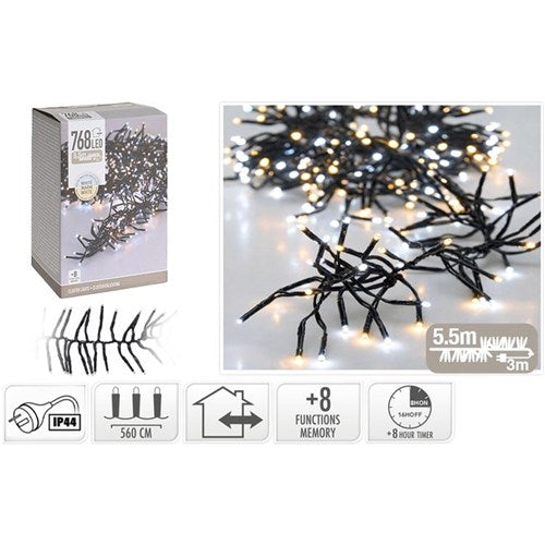 768 LED white warm white cluster Christmas lights 5.6m