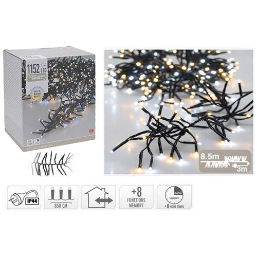 1152 LED white warm white cluster Christmas lights 8.4m