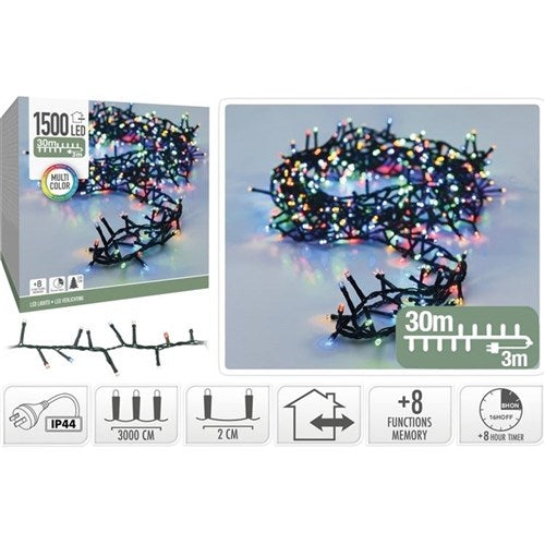1500 LED multicolour snake Christmas lights 30m