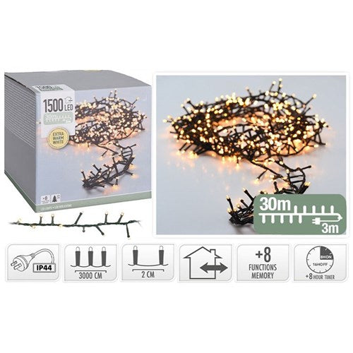 1500 LED extra warm snake lights 30m with timer memory
