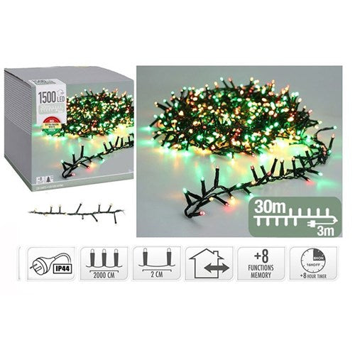 1500 LED Christmas snake lights 30m with timer and memory