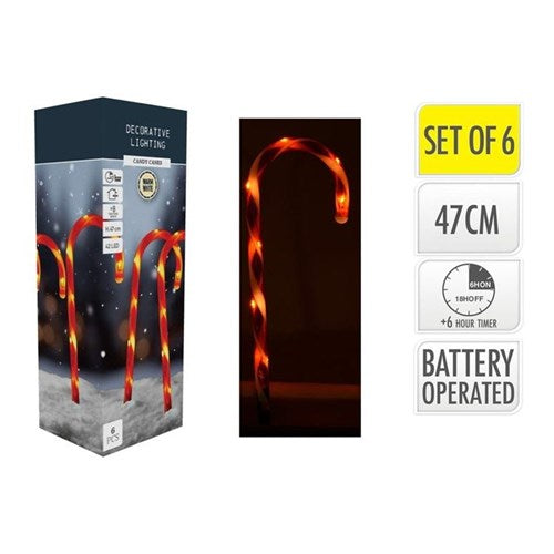 6 piece candy cane path lights 47 cm, IP44