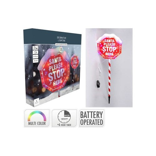 105 cm Santa Stop lighted stake, IP44