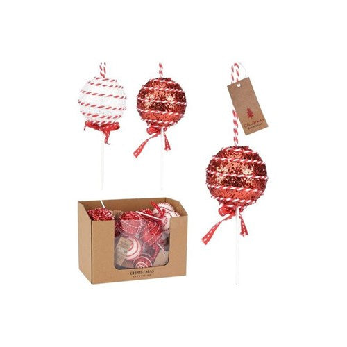 Four 13 cm lollipop style hanging decorations