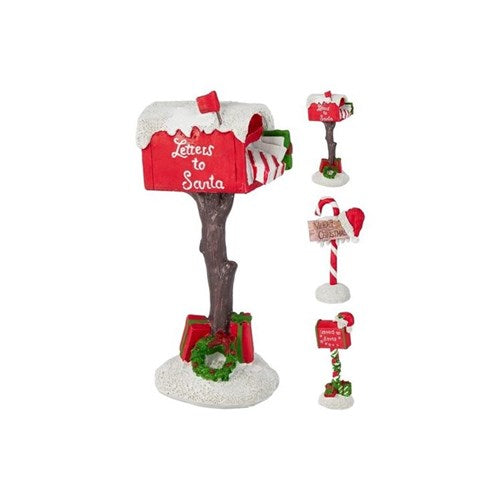 Three 18 cm mailbox themed Christmas figures