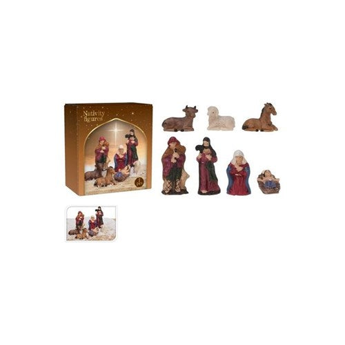 Seven piece mini nativity figurine set, 65 mm