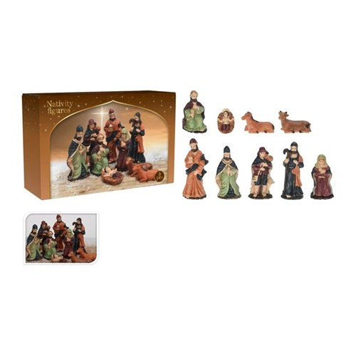 Nine piece 8 cm nativity figurines