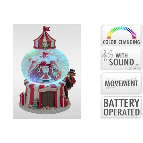 21cm LED circus snow globe colour changing