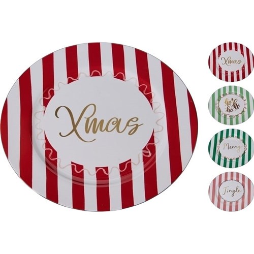 33cm striped Christmas decal plate assorted designs