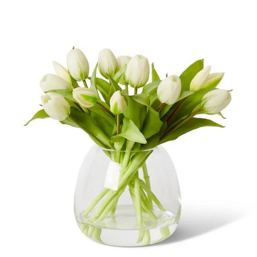 Tulip Bunch White Alma Vase White 28x28x28cm