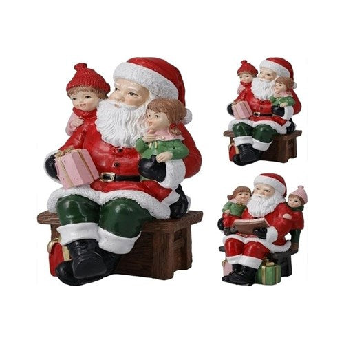 18cm sitting Santa Christmas figurine two assorted designs