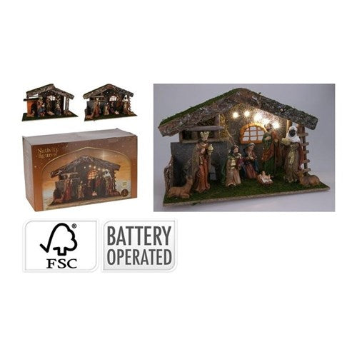 Warm white LED nativity scene with 8 figures