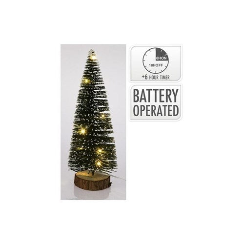 30 cm snowy tabletop tree with 10 warm LEDs, battery