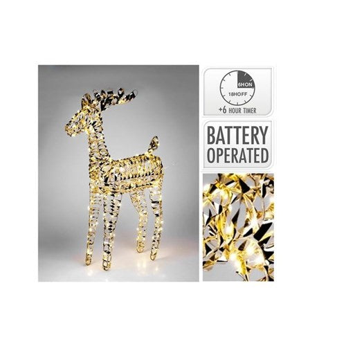 Gold light up reindeer decoration 80cm with micro LEDs