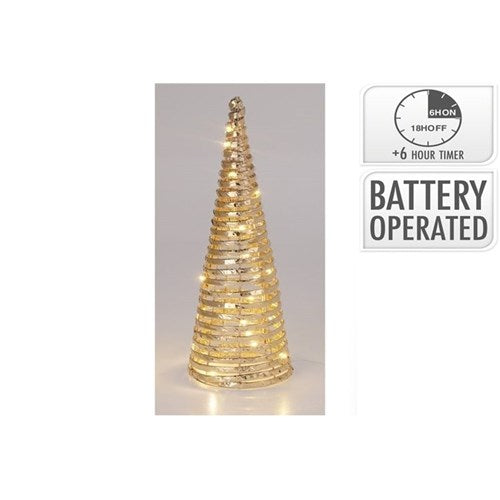 40cm gold iron cone with micro LEDs battery operated