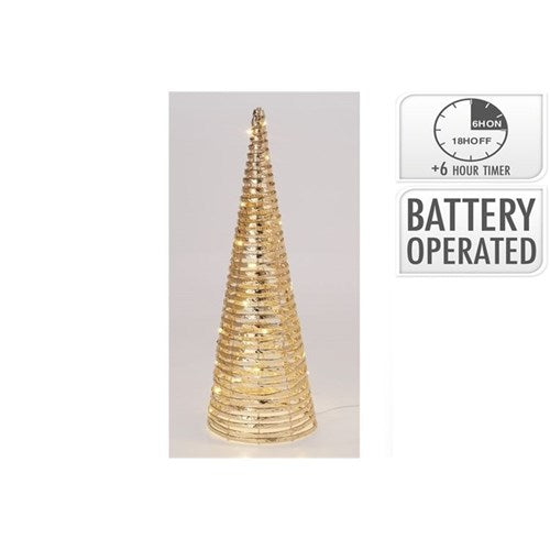 60cm gold iron cone with micro LEDs battery operated