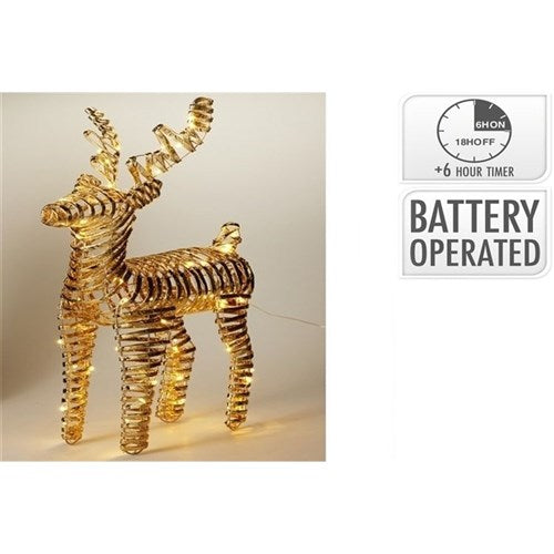 60cm gold reindeer warm white micro LED battery operated