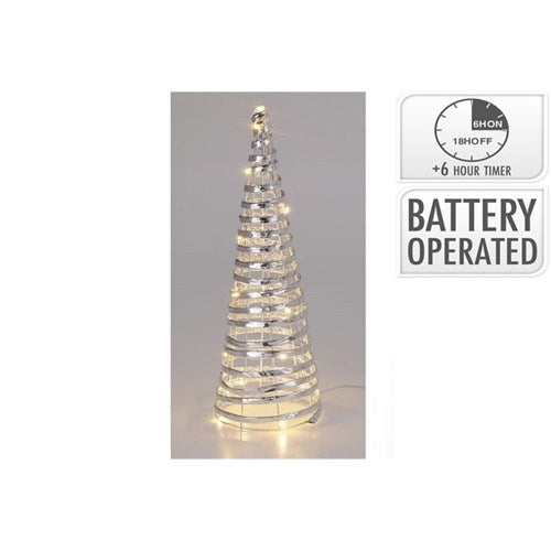 40cm silver iron cone with micro LEDs battery operated