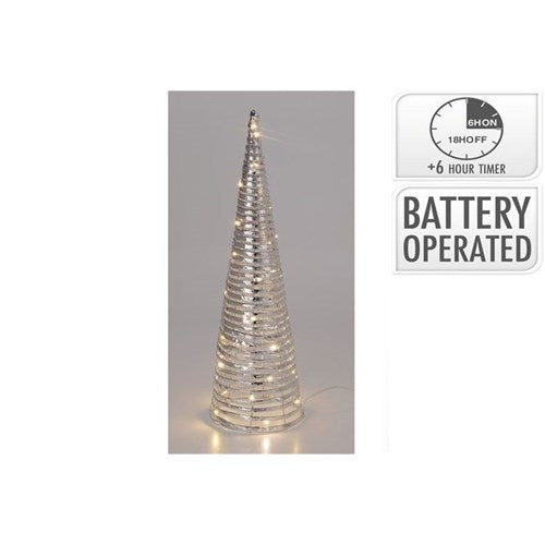 60cm silver iron cone with micro LED lights battery operated