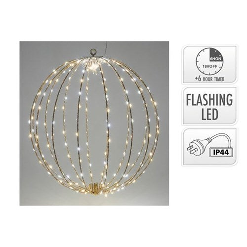 40cm LED Christmas ball 240 warm white LEDs flashing timer