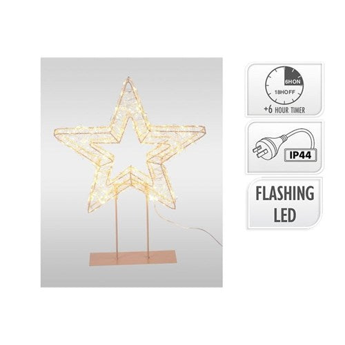 37cm star on base 200 warm white LEDs with timer